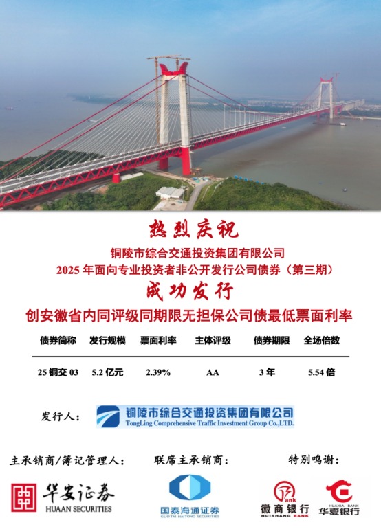 市交投集團(tuán)2025年面向?qū)I(yè)投資者非公開(kāi)公司債券（第三期）成功簿記發(fā)行